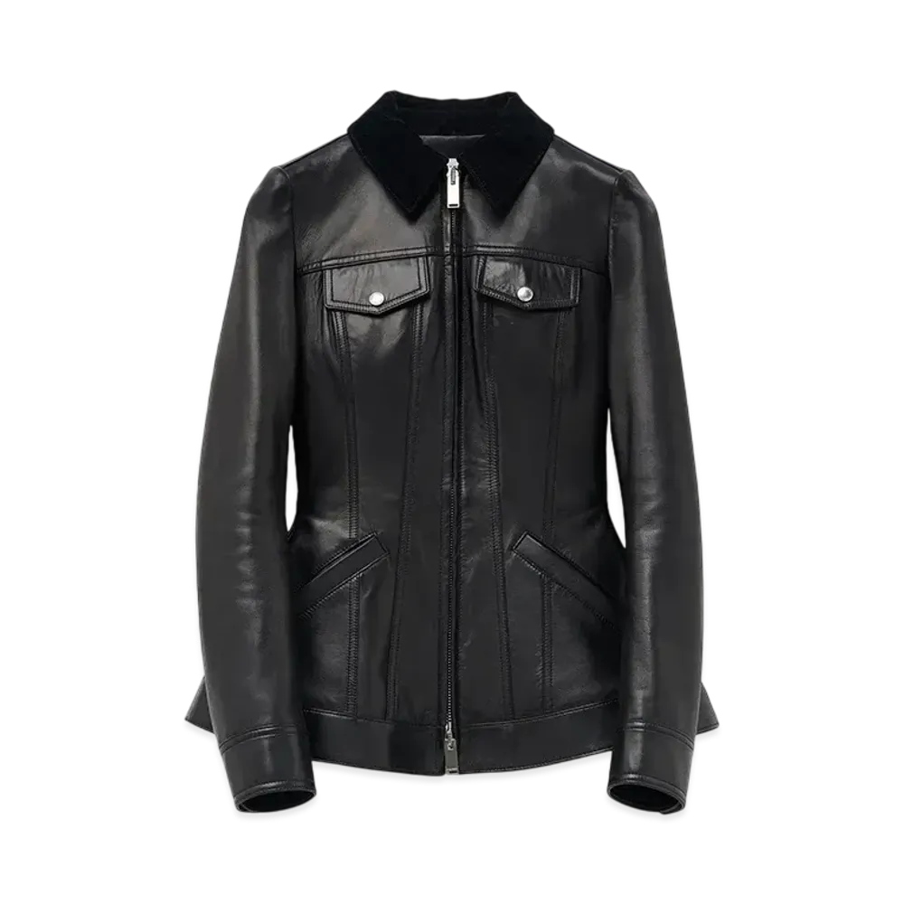 Alexander McQUEEN Peplum Leather Jacket "Black"