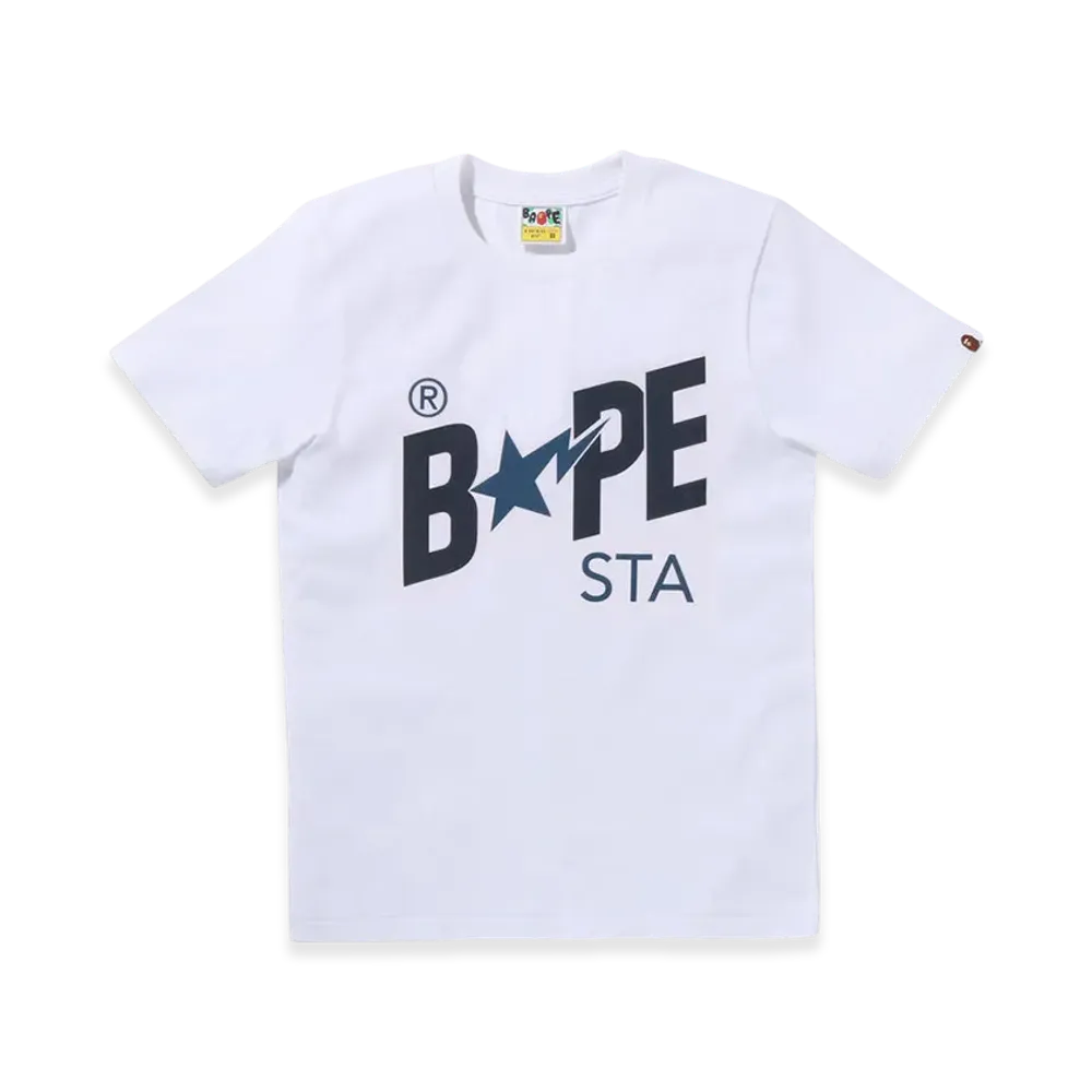 A BATHING APE Denim Bape STA Logo Tee "White"