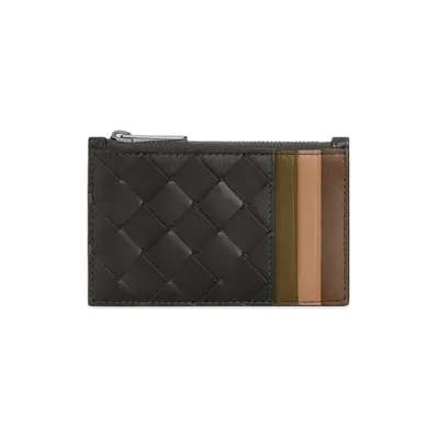 Bottega Veneta Intrecciato Zipped Card Case "Graphite/Rainbow"