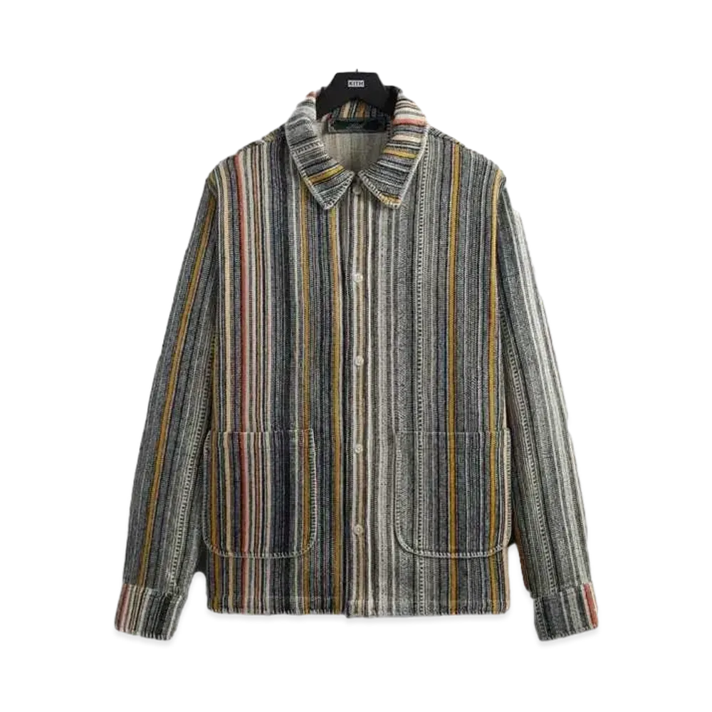 Kith Multi Stripe L/S Boxy Collared Overshirt "Sandrift"