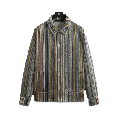 Kith Multi Stripe L/S Boxy Collared Overshirt "Sandrift"