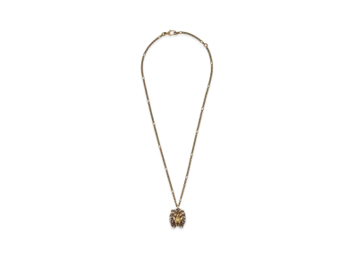 GUCCI Pearl Lion Head Necklace "Gold"