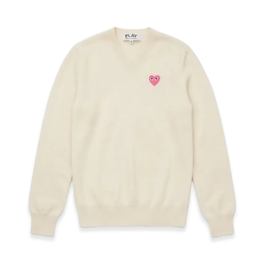 PLAY COMME des GARCONS V-Neck Sweater "Ivory"