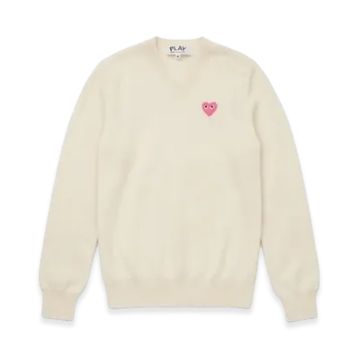 PLAY COMME des GARCONS V-Neck Sweater "Ivory"