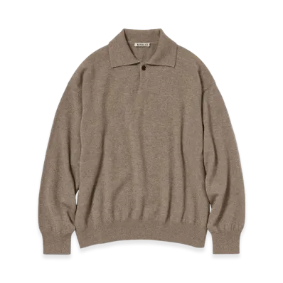AURALEE Baby Cashmere Knit Polo "Natural Brown"