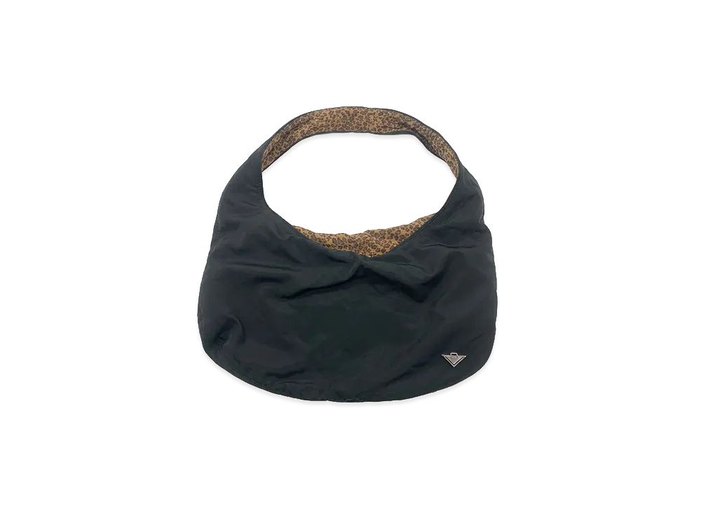 Bottega Veneta Reversible Leopard Print Nylon Hobo Bag "Black"