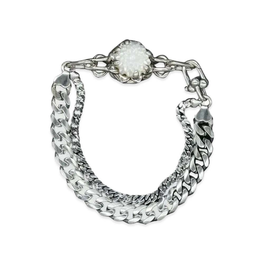 WTLA Zinnia Flower Bracelet_Cuban Link Chain_Vintage Finish "Vintage"