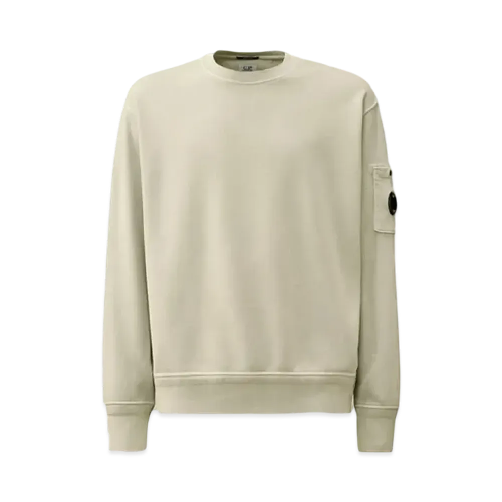 C.P. Company Cotton Diagonal Fleece Crewneck Sweatshirt "Blue Fox Grey"