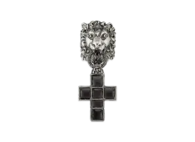 GUCCI Lion Head Cross Motif Ring "Silver"