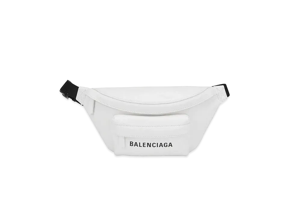 BALENCIAGA Leather Waist Bag "White"