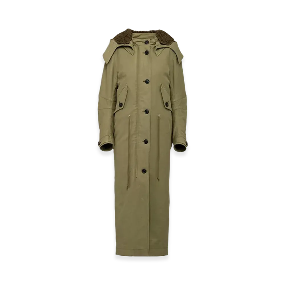 PRADA Women's Satin Cotton Coat "Military Green"