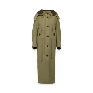 PRADA Women's Satin Cotton Coat "Military Green"