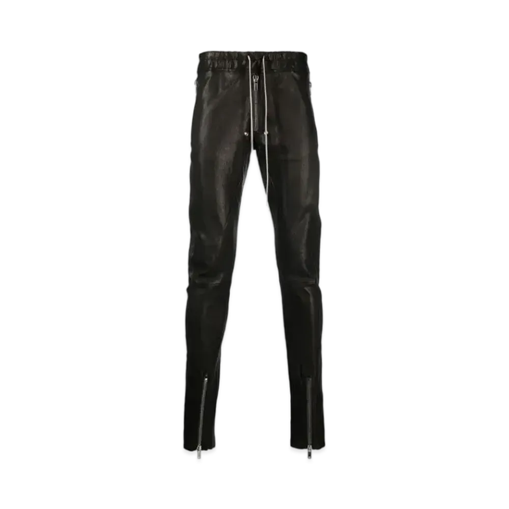 RICK OWENS Gary Drawstring Leather Pants "Black"
