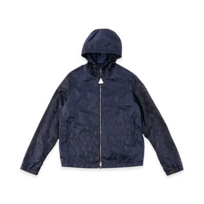 Moncler Men's Reversible Windbreaker With All-Over Monogram "Navy"