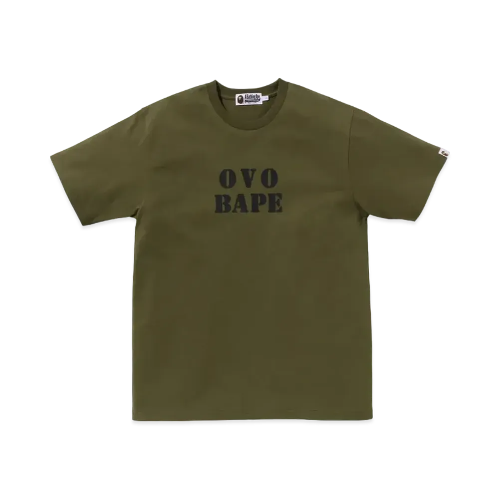 A BATHING APE x October's Very Own OVO Stencil Logo Tee "Olive"