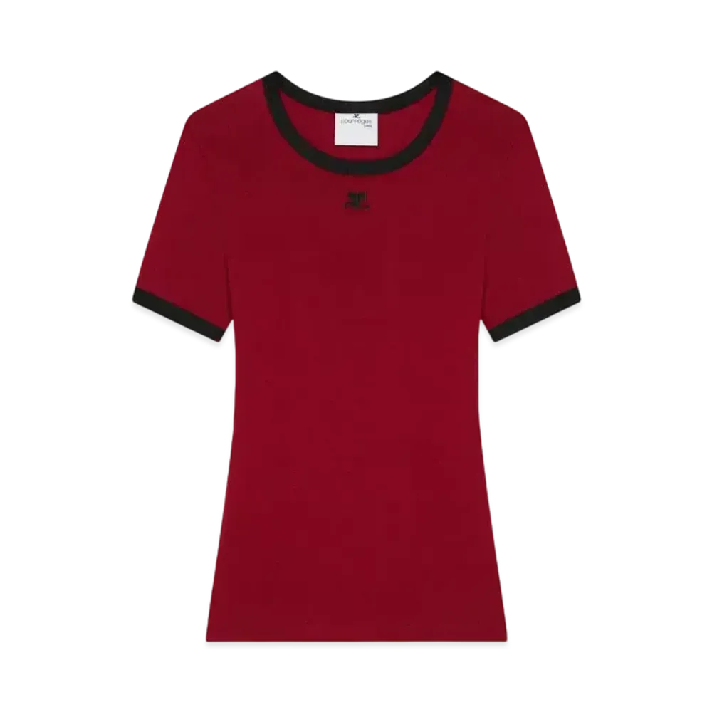 Courreges Signature Contrast T-Shirt "Grenat"