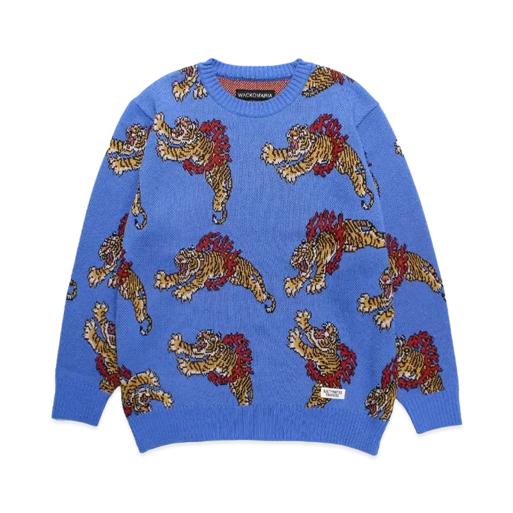 WACKO MARIA Tim Lehi / Jacquard Knit Sweater "Blue"