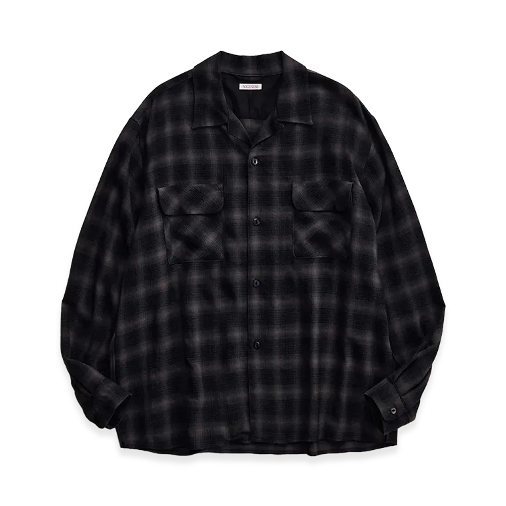 NICENESS C.Huffam S140's Ombre Check Lodge Shirt "Charcoal"