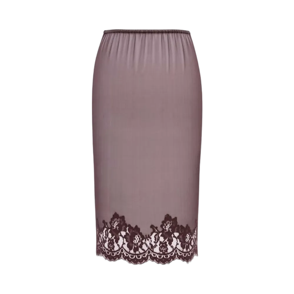 Saint Laurent Women's Skirt in Knit and Lace "Dark Brown"