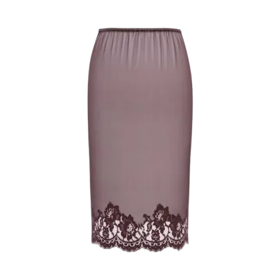 Saint Laurent Women's Skirt in Knit and Lace "Dark Brown"