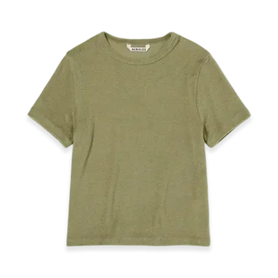 AURALEE Washable Wool Pile Tee "Olive Khaki"