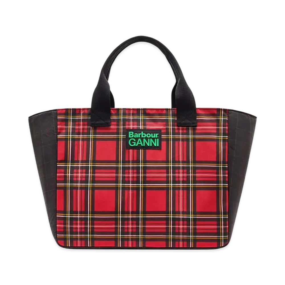 Barbour x GANNI Red Tartan Tote "Dark Green"