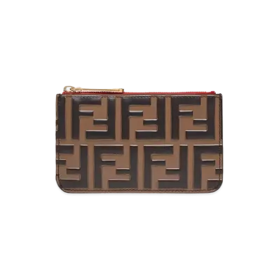FENDI Key Case Slim Clutch Leather Slim Clutch "Brown"