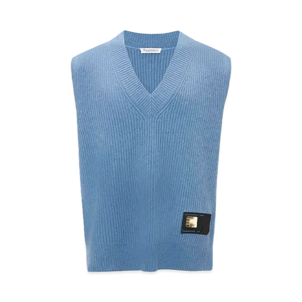 JW ANDERSON Sim Card Patch V Neck Vest "Sky Blue"