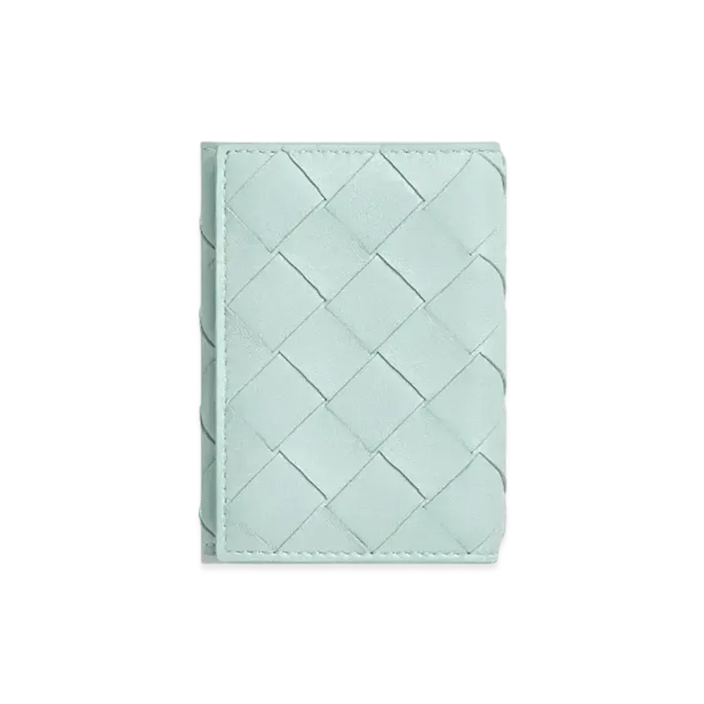 Bottega Veneta Intrecciato Lambskin Calfskin Small Trifold Wallet "Teal Washed"