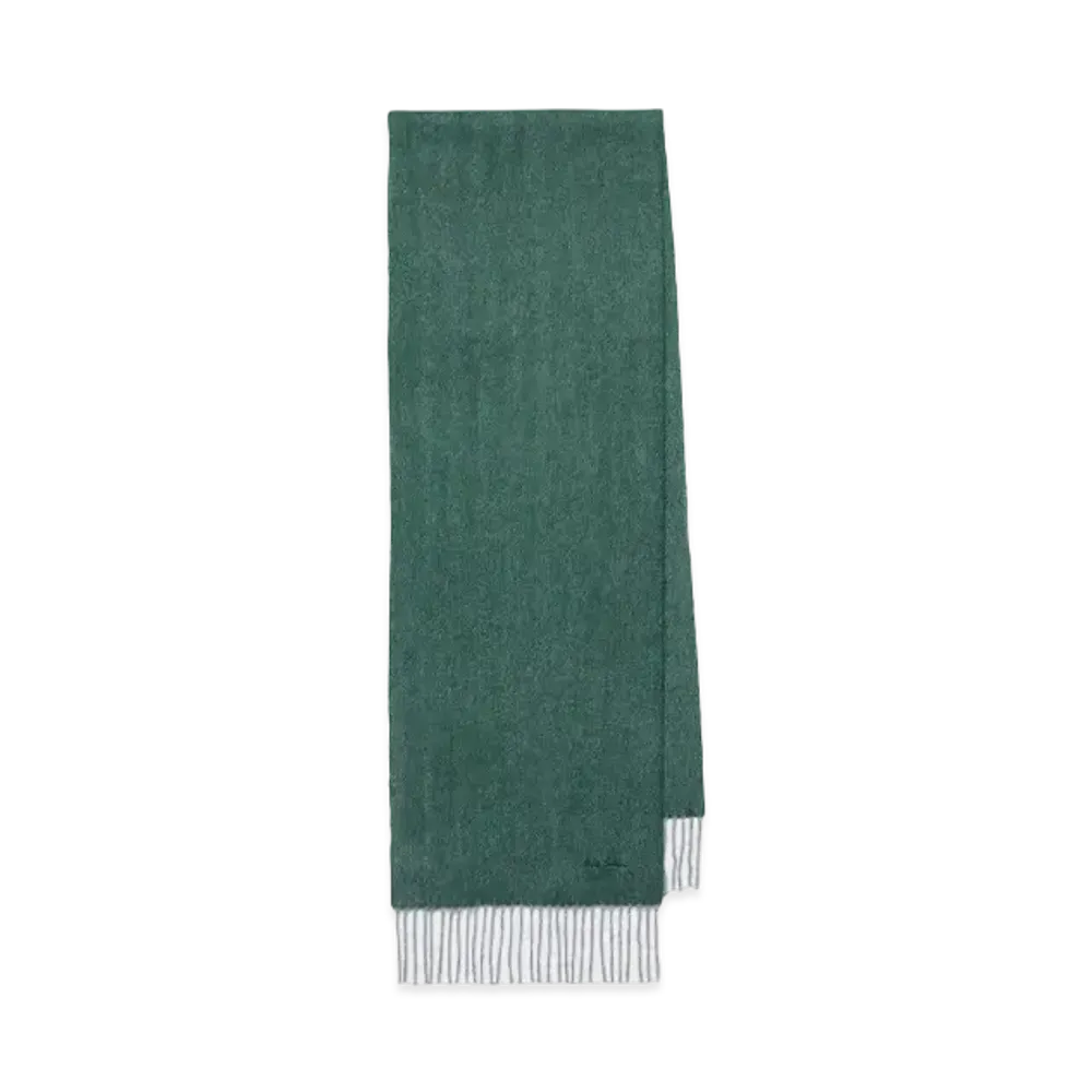 Paul Smith Embroidered Logo Wool Scarf "Green"