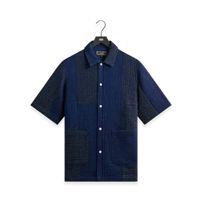 Kith Stitched Patchwork Boxy Collared Overshirt "Mid Indigo"