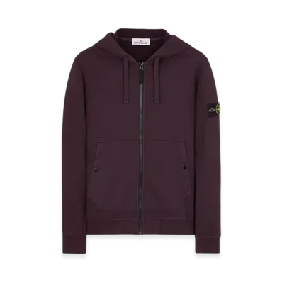 Stone Island 61620 Brushed Cotton Fleece Garment Dyed Full Zip Hooded Sweatshirt - 23FW "Dark Burgundy"