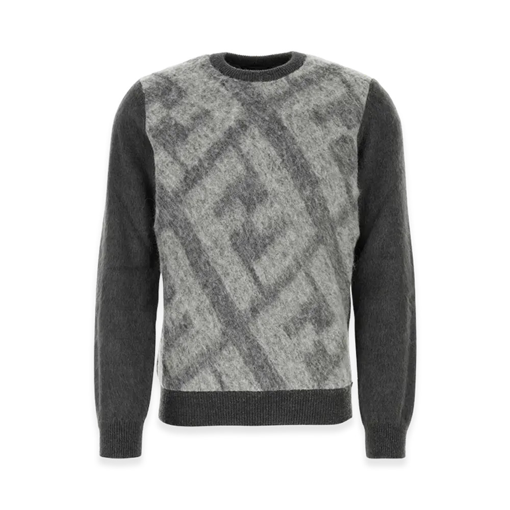 FENDI Embroidered Wool Blend Sweater "Gray"