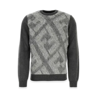 FENDI Embroidered Wool Blend Sweater "Gray"