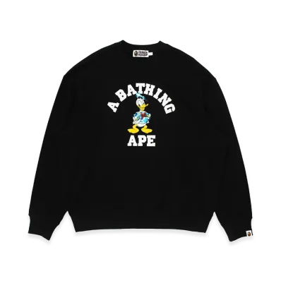 A BATHING APE x Disney Donald Duck College Relaxed Fit Crewneck "Black"