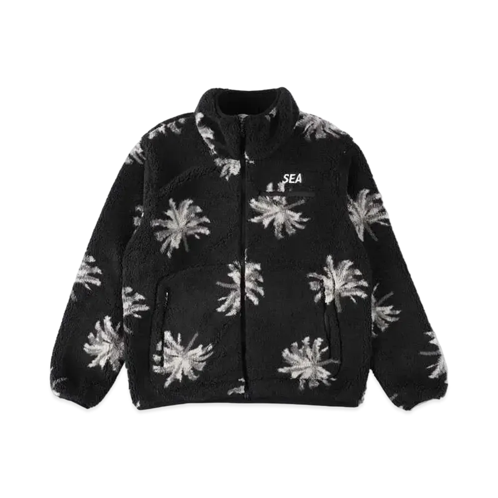 WIND AND SEA Palm Tree Pattern Fleece JK "Black"