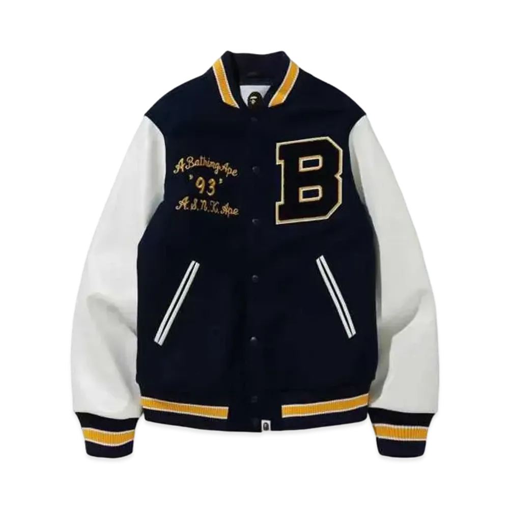 A BATHING APE Varsity Jacket "Navy"