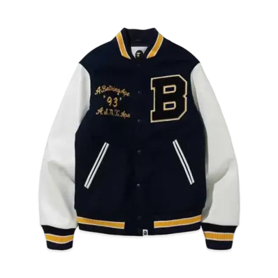 A BATHING APE Varsity Jacket "Navy"