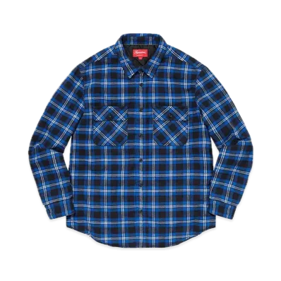 Supreme Arc Logo Quilted Flannel Shirt "Black"