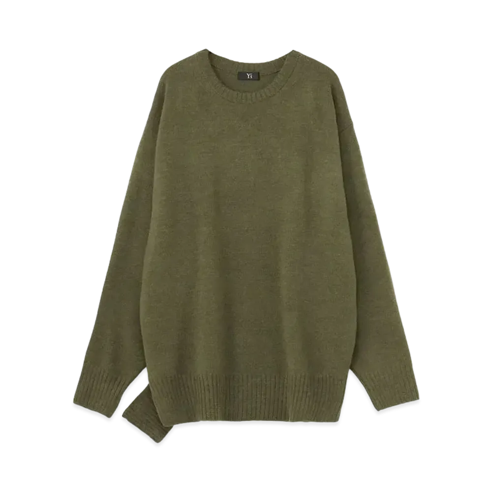 Yohji Yamamoto Y's WOOL PLAIN STITCH SUPER BIG ROUND NECK SWEATER "Khaki"