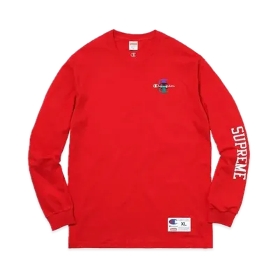 Supreme x Champion Stacked C L/S Tee "Red"