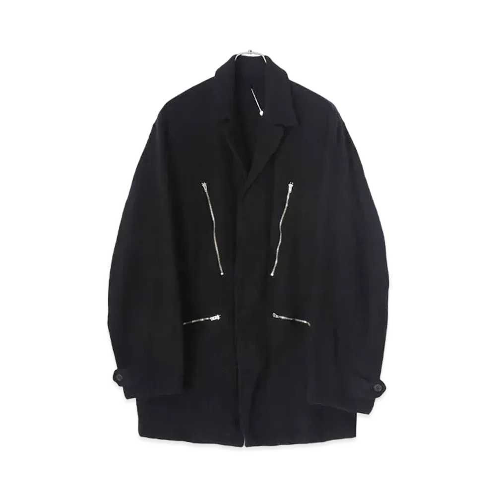 COMOLI Full-Length Wool Military Jacket "Navy"