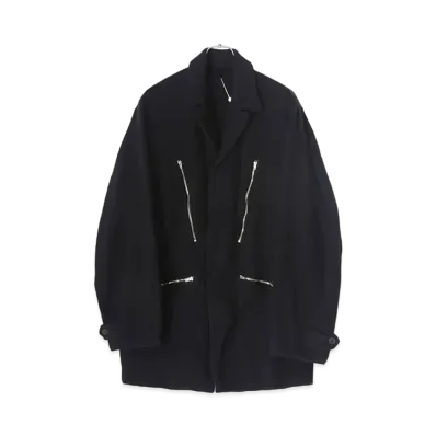 COMOLI Full-Length Wool Military Jacket "Navy"