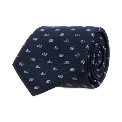 GUCCI Embroidered Jacquard Tie "Blue"