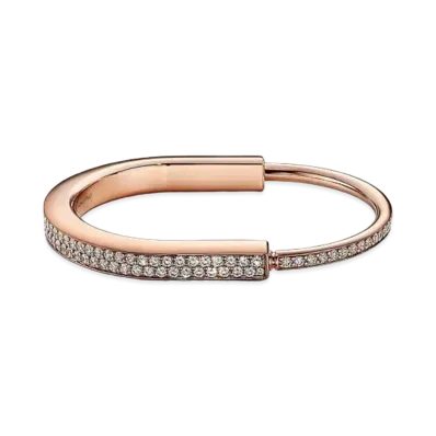Tiffany & Co. Tiffany Lock Bangle With Full Pave Diamonds "Rose Gold"