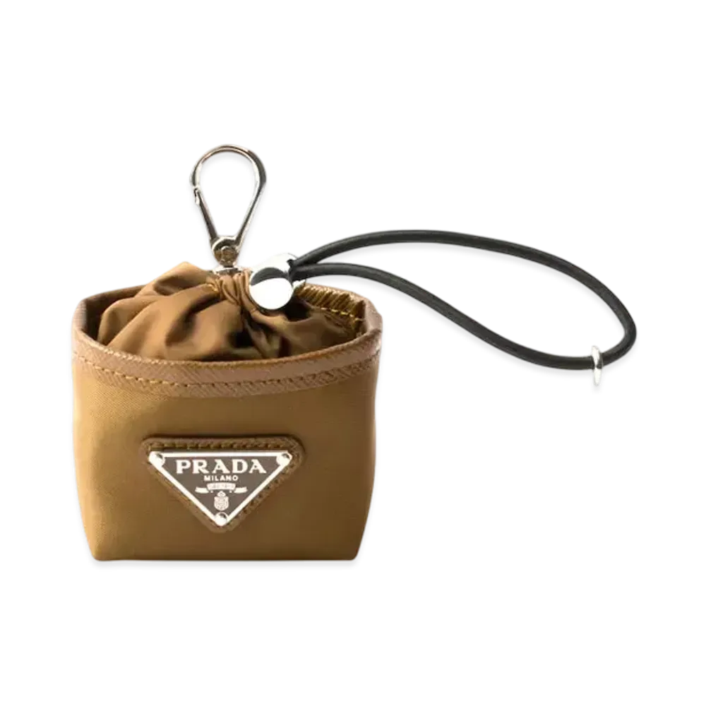 PRADA Re-Nylon Mini Pouch Bag Charm "Brown"
