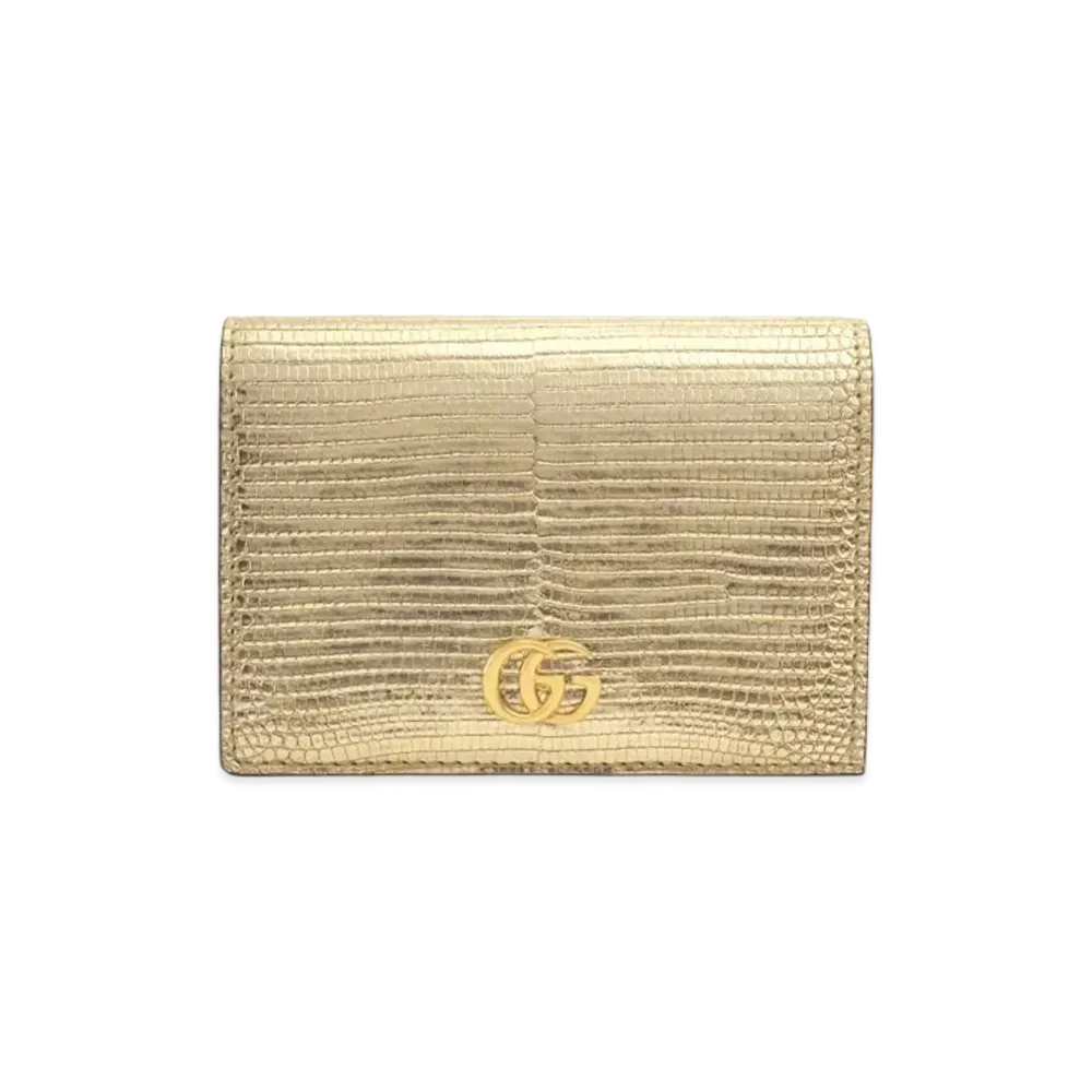 GUCCI GG Marmont Lizard Card Case "Gold Lizard"