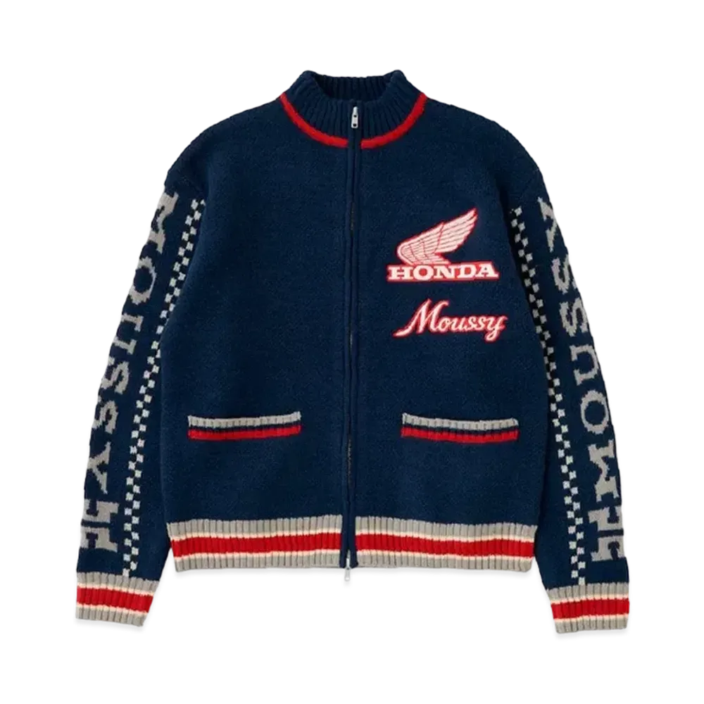 MOUSSY x HONDA HRC Jacquard Knit Cardigan "Navy"
