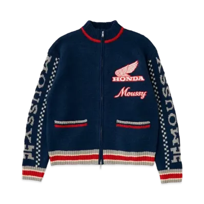 MOUSSY x HONDA HRC Jacquard Knit Cardigan "Navy"