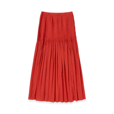 AURALEE Women's Super Fine Cotton Lawn Pin-Tuck Skirt "Red"